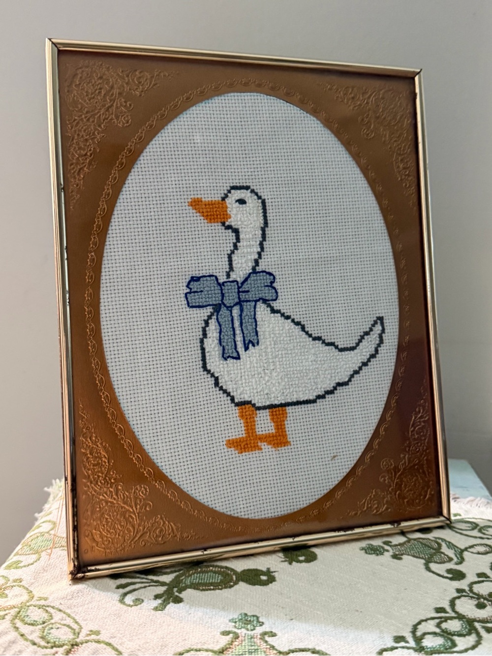 Framed Goose Needlepoint